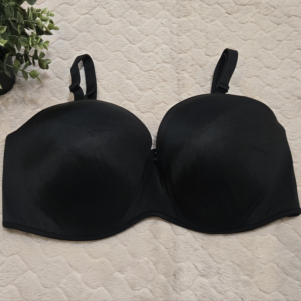 Cacique Black Boost Multi-Way Strapless Convertible Bra, Size 42F